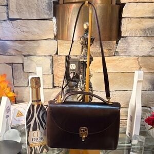 Christian Dior Dark Brown Leather Handbag
